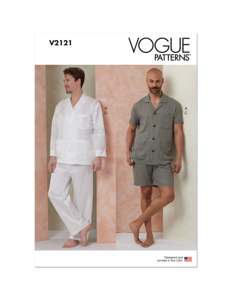 Patron Vogue 2121 (46-68) - Pyjama homme chemise et bas