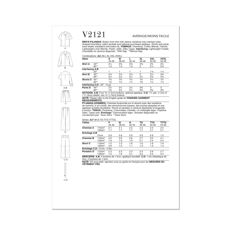 Patron Vogue 2121 (46-68) - Pyjama...