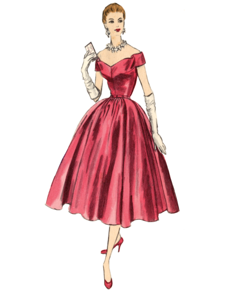 Patron Vogue 2123/B5 (36-44) - Robe de soirée années 50 cintrée et plissée
