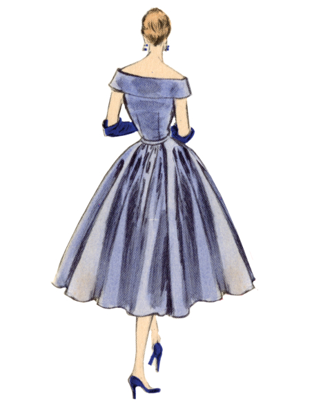 Patron Vogue 2123/Y5 (46-54) - Robe de soirée années 50 cintrée et plissée