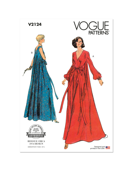 Patron Vogue 2124/BB (36-42) - Robe d’intérieur longue style années 70