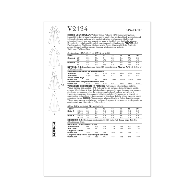 Patron Vogue 2124/EE (42-48) - Robe...