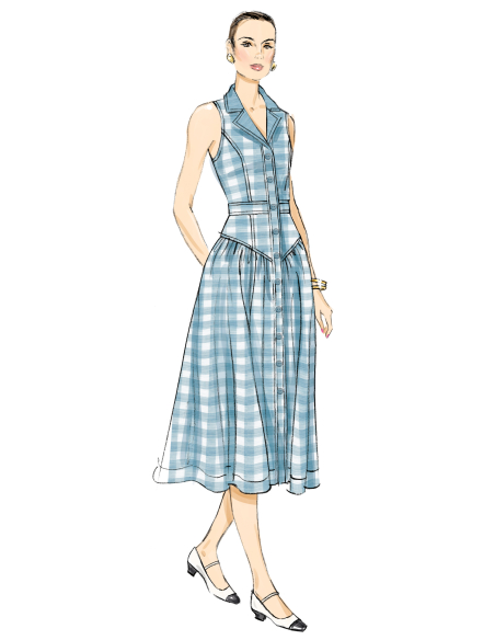 Patron Butterick 7037 Y5 (46-54) - Robe midi boutonnée