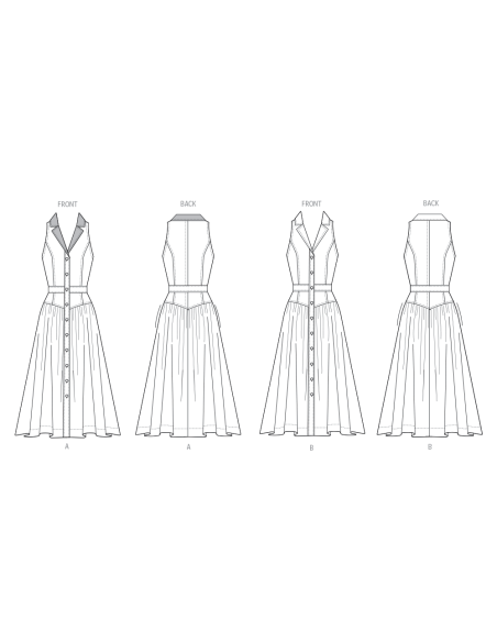 Patron Butterick 7037 Y5 (46-54) - Robe midi boutonnée