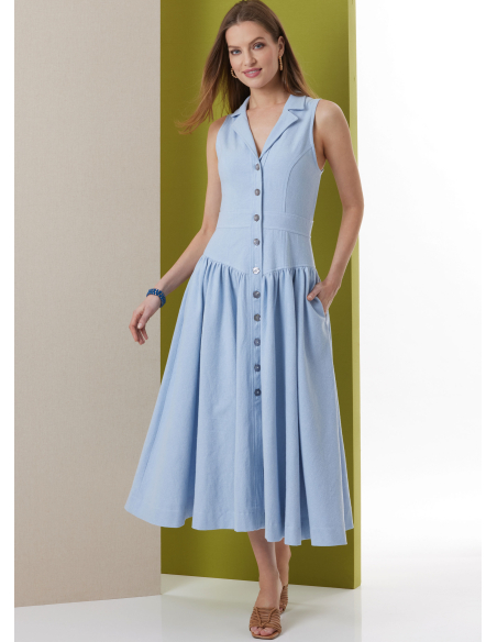 Patron Butterick 7037 Y5 (46-54) - Robe midi boutonnée