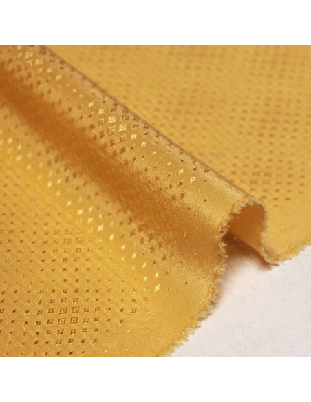 Satin 100% soie jacquard - Losange jaune orangé