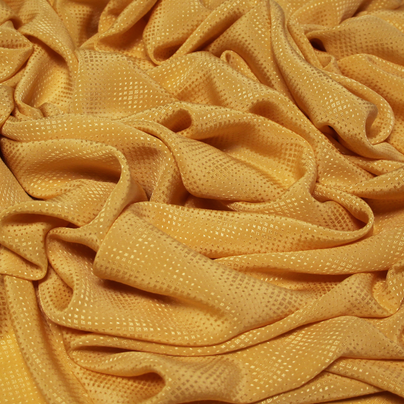 Satin 100% soie jacquard - Losange jaune orangé