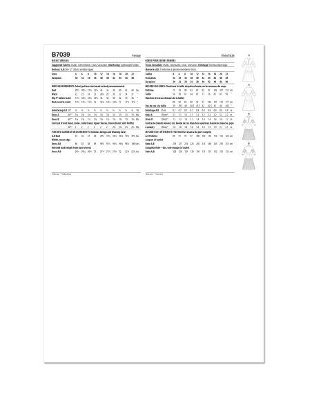 Patron Butterick 7039 R5 (42-50) - Robe à volants étagés