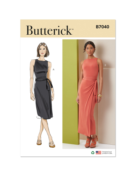 Patron Butterick 7040 K5 (36-44) - Robe cache-coeur sans manches