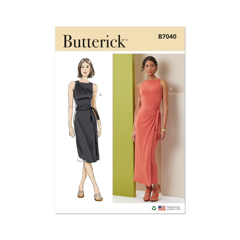 Patron Butterick 7040 Y5 (46-54) - Robe cache-coeur sans manches