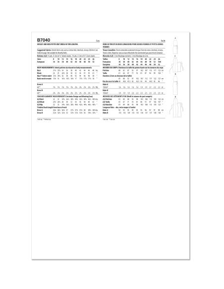 Patron Butterick 7040 Y5 (46-54) - Robe cache-coeur sans manches