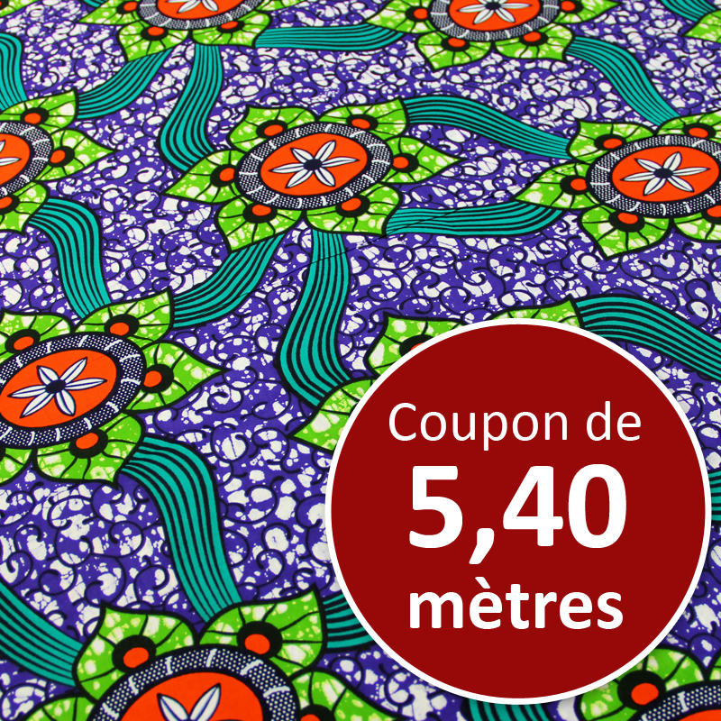 Tissu Africain WAX - Anémones (coupon de 5,40 mètres)