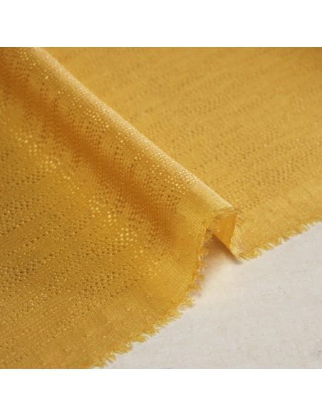 Satin 100% soie jacquard - Elise jaune orangé
