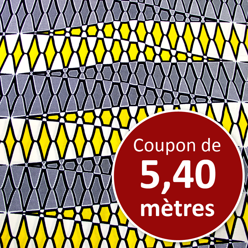 Tissu Africain WAX - Croco jaune (coupon de 5,40 mètres)