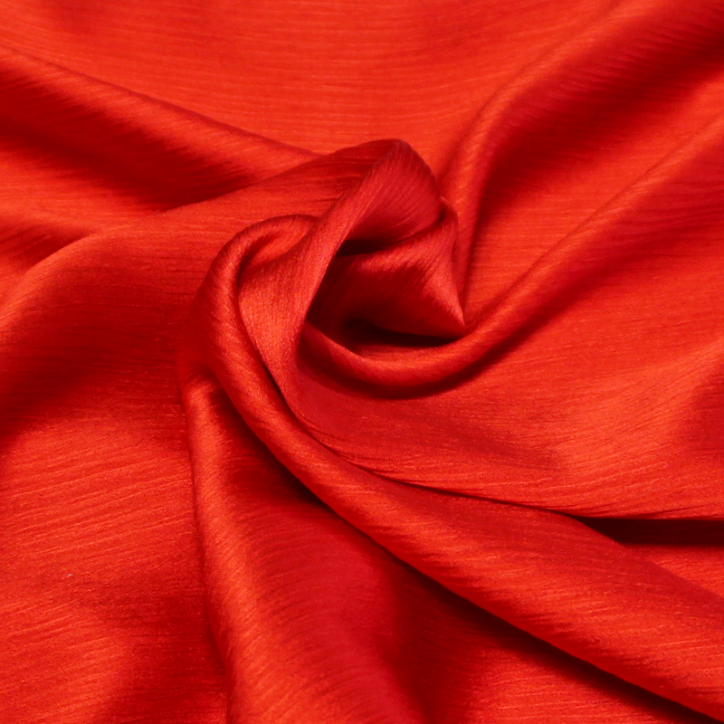 Satin 100% soie crinckle - Rouge orangé