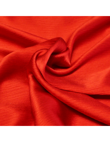 Satin 100% soie crinckle - Rouge orangé