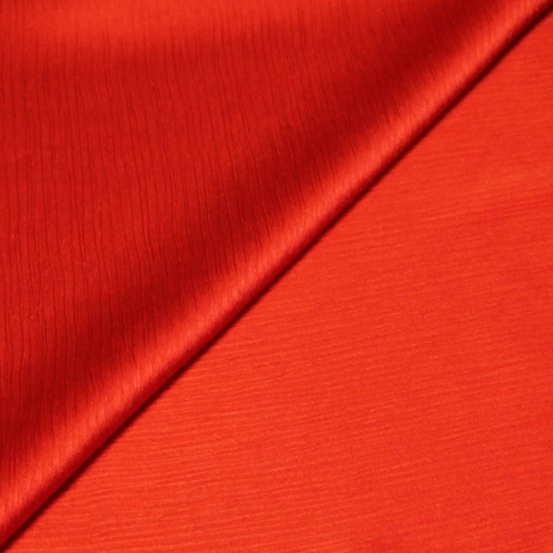 Satin 100% soie crinckle - Rouge orangé