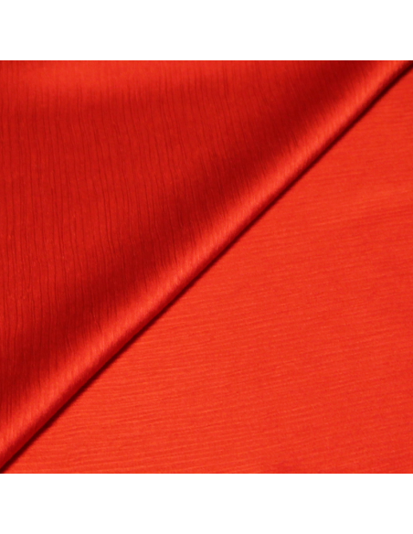 Satin 100% soie crinckle - Rouge orangé