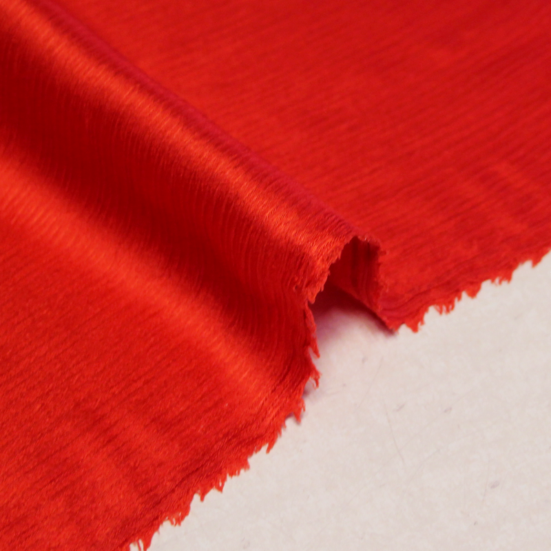 Satin 100% soie crinckle - Rouge orangé
