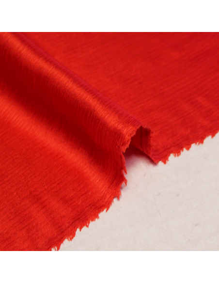 Satin 100% soie crinckle - Rouge orangé