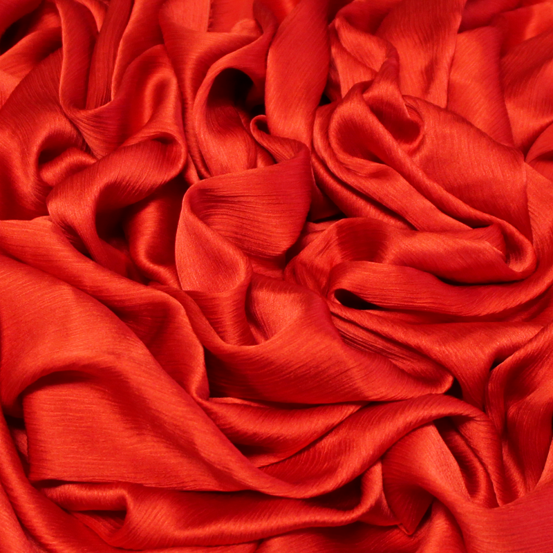 Satin 100% soie crinckle - Rouge orangé