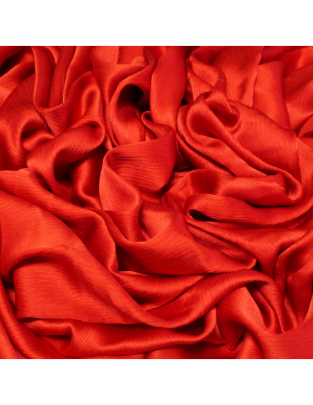 Satin 100% soie crinckle - Rouge orangé