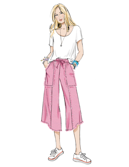 Patron Butterick  7043 (34-52) - Pantalon pull‑on décontracté