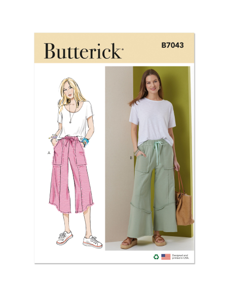 Patron Butterick  7043 (34-52) - Pantalon pull‑on décontracté