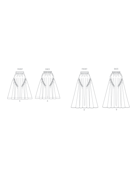 Patron Butterick 7044 K5 (36-44) - Jupe évasée deux longueurs
