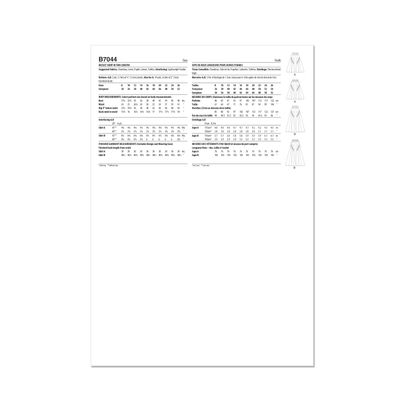 Patron Butterick 7044 Y5 (46-54) -...