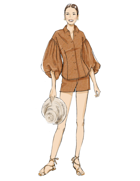 Patron Butterick 7045 K5 (36-44) - Top boutonné & bas coordonnés