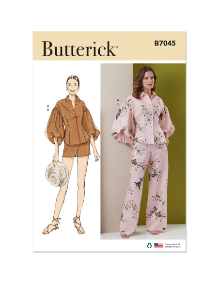 Patron Butterick 7045 K5 (36-44) - Top boutonné & bas coordonnés