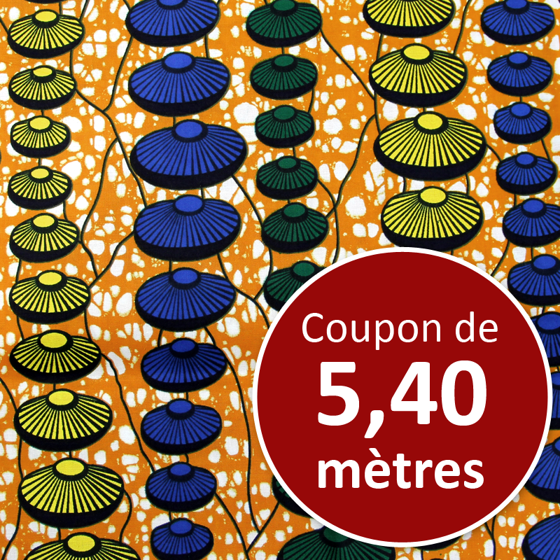 Tissu Africain WAX - Soucoupes (coupon de 5,40 mètres)