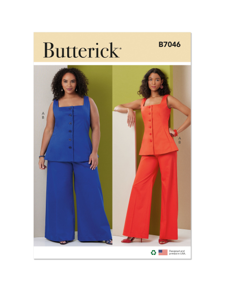 Patron Butterick 7046 BB (48-56) - Top sans manches et pantalon large