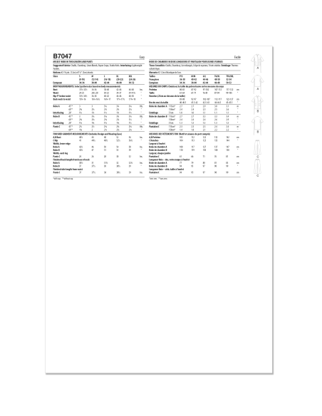 Patron Butterick 7047 (36-52) - Robe et pantalon coordonnés