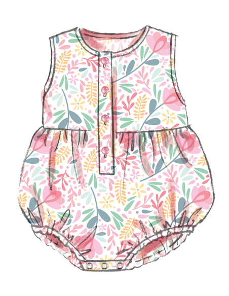 Patron Butterick 7048 (1-18) - Barboteuse bébé boutonnée