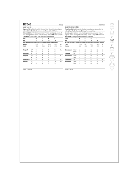 Patron Butterick 7048 (1-18) - Barboteuse bébé boutonnée