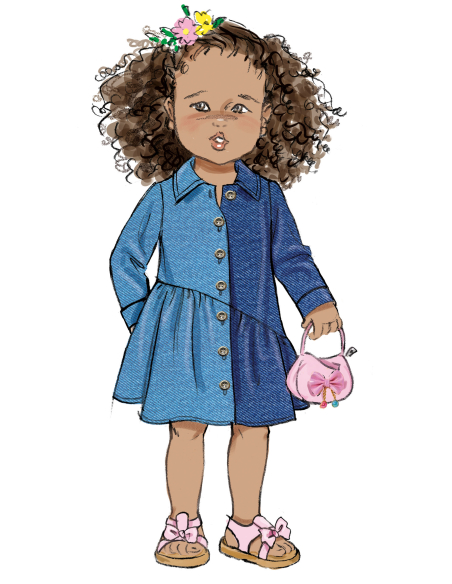 Patron Butterick 7049 (1/2-4) - Robe bébé boutonnée