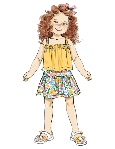 Patron Butterick 7050 (3-8) - Ensemble top volanté et jupe circle