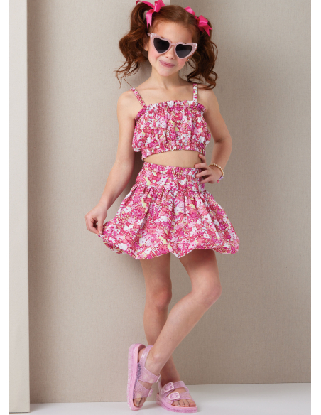 Patron Butterick 7050 (3-8) - Ensemble top volanté et jupe circle