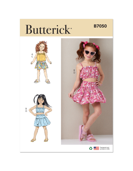 Patron Butterick 7050 (3-8) - Ensemble top volanté et jupe circle