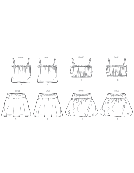 Patron Butterick 7050 (3-8) - Ensemble top volanté et jupe circle