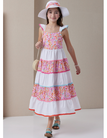 Patron Butterick 7051 (7-14) - Robe à volants et chapeau