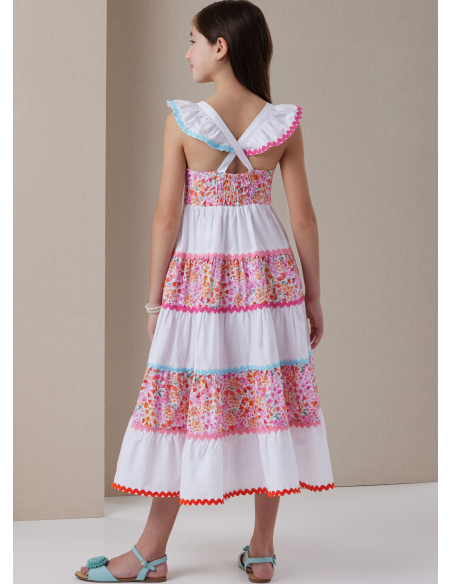 Patron Butterick 7051 (7-14) - Robe à volants et chapeau