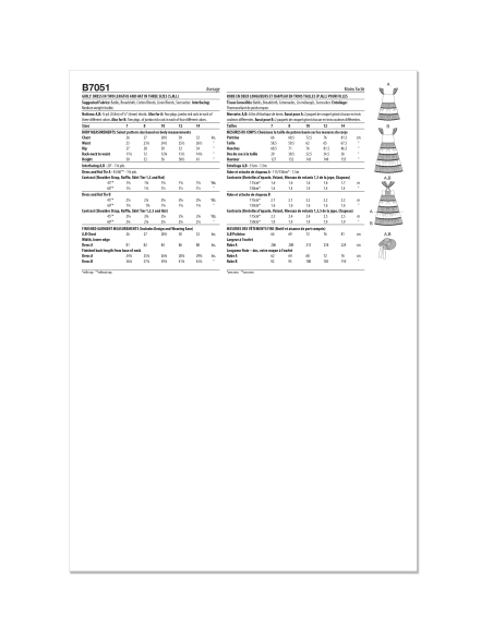 Patron Butterick 7051 (7-14) - Robe à volants et chapeau