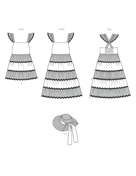 Patron Butterick 7051 (7-14) - Robe à volants et chapeau