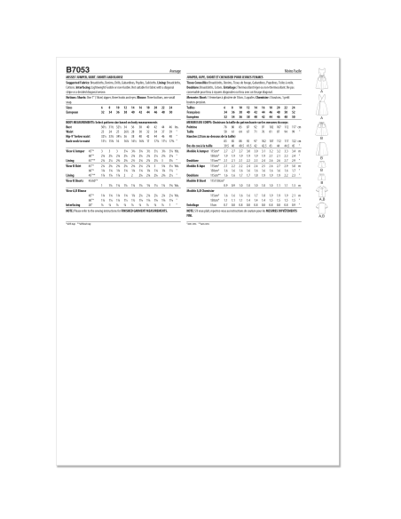 Patron Butterick 7053 H5 (34-42) - Ensemble vintage 1960