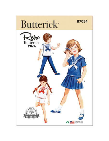 Patron Butterick 7054 CC (2-4) - Ensemble enfant années 60