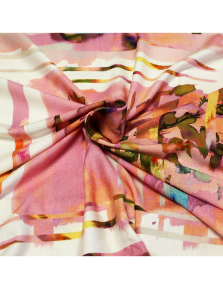 Jersey viscose & élasthanne - Flower sunset