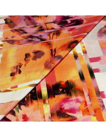Jersey viscose & élasthanne - Flower sunset